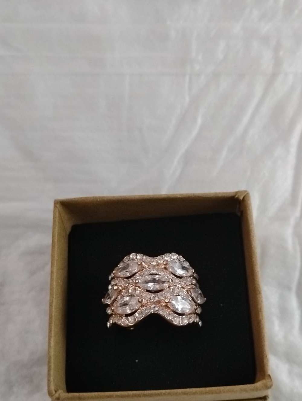 Joan Boyce Goldtone Crys Cluster Statement Ring Size 9